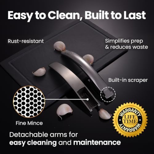 Gourmet Easy Garlic Press Lifetime Replacement, No Need to Peel, Fine Mince