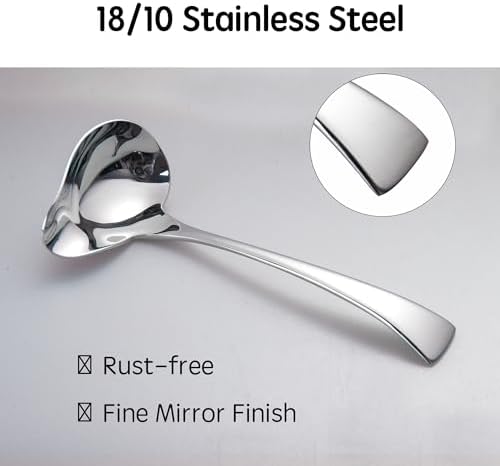 IMEEA 7-Inch Small Sauce Ladle with Pour Spout, 18/10 Stainless Steel Drizzle Spoon for Gravy, Dressing, Sauce, 2-Piece