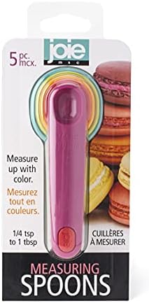 Joie Measuring Spoons, Assorted Colors, Imperial and Metric Measurements, 5-Piece Set