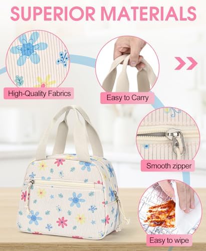 Lunch Bag for Women, Corduroy Large Insulated Lunch Box