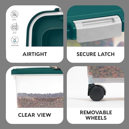IRIS USA Airtight Pet Food Container, Up to 30 lbs & 11 lbs, Green