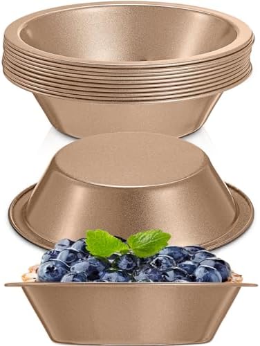 8 Pcs 4 Inch Steel Mini Pie Pans Tins, Champagne