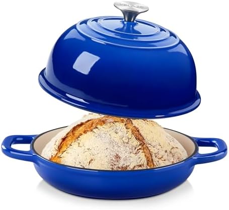 Velaze 5 QT Enameled Cast Iron Dutch Oven for Bread Baking with Dome Lid