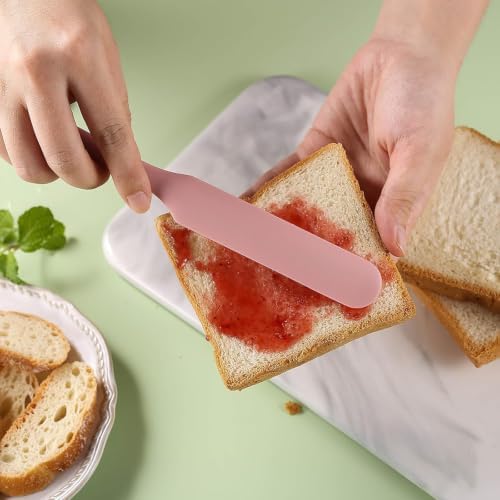 7 Pcs Silicone Jar Spatula Set, Sourdough Spatula, Long Handle Thin Spatulas for Baking, Cake Icing, Butter Cream Spreading, Jam Scraping (Purple, Pink, Green, Yellow, Orange, Cyan, Black)