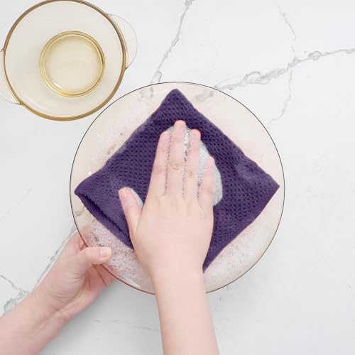 Homaxy 100% Cotton Waffle Weave Kitchen Dish Cloths 12-Pack, Eggplant