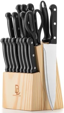 Kitchen Knife Set, 18 pcs, Includes Block & Sharpener