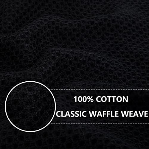Homaxy 100% Cotton Waffle Weave Kitchen Dish Towels 8-Pack, Black