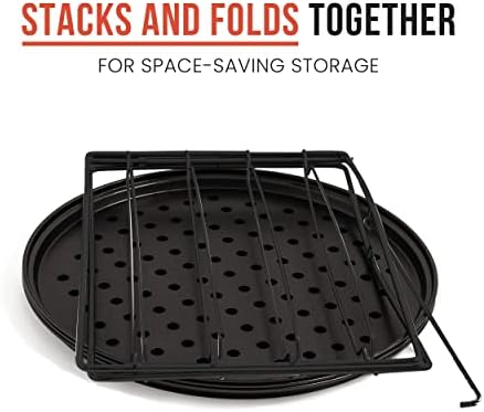 Chef Pomodoro Pizza Baking Set with 3 Pizza Pans and Pizza Rack, (11-Inch Pans), Non-stick Perforated Pizza Trays for Oven, Grill, Pizza Pan with Holes, Pizza Pan for Oven, Barbeque, Bakeware Supplies