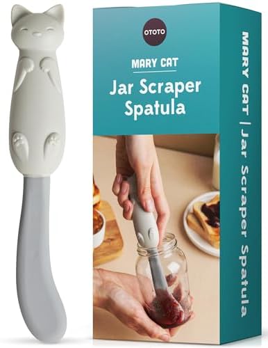 OTOTO Jar Scraper Spatula - Silicone Scraper, Cute Kitchen Accessories, Unique Fun Cooking Kitchen Gadgets for Foodies - BPA-free & 100% Food Safe (Mary Cat)