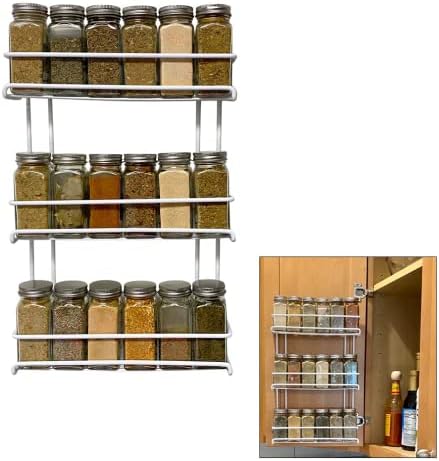 Evelots 2-Pack 3-Tier Spice Rack Organizer Door/Wall Mount Holds 36 Bottles