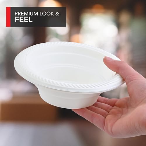 Stock Your Home 800 Count 12 oz White Plastic Bowls, Bulk Pack of Small Plastic Disposable Bowls for Dessert, Ice Cream, Pet Food - Heavy Duty Single Serving Bowls for Catering or Every Day Use