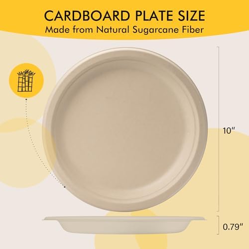 RACETOP Compostable Paper Plates 10 Inch [150 Pack]