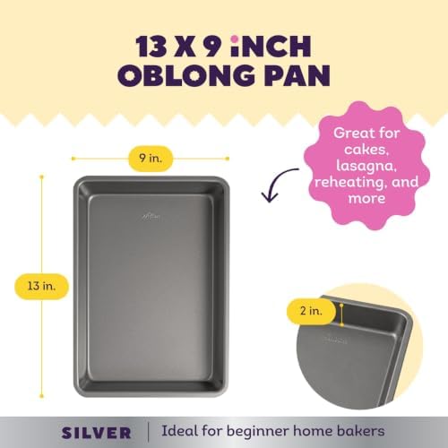 Wilton Silver Non-Stick Oblong Cake Pan, Made Without PFAS, 13 x 9 x 2 in.