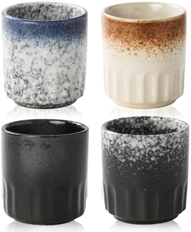 Japanese Tea Cups, Ceramic Small Tea Cups, Tea Cup Set for 4,Ceramic Cup for Tea Coffee