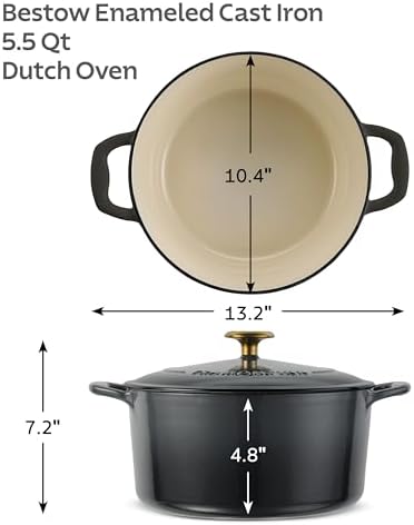 Tramontina Bestow Enameled Cast Iron 5.5-Qt Round Dutch Oven Pot with Lid