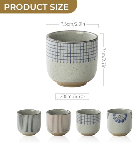 Japanese Tea Cups,Tea Cup Set for 4,Small Tea Cups,Macha Cups,Ceramic Cups for Tea or Coffee