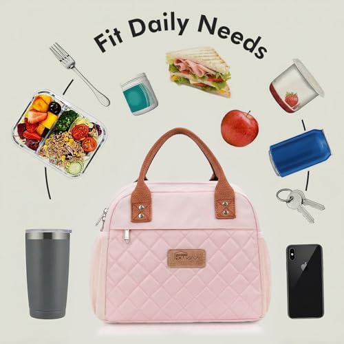 HOMESPON Insulated Lunch Bag for Women Men, Cooler Tote Box, Pink