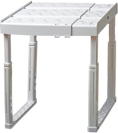 ABLinox Locker Organizer Shelf, Adjustable Width and Height, Ideal for School, Office, and Gym Lockers (White)