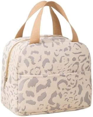 Beige Insulated Lunch Bag For Women, Small Lunch Box Tote