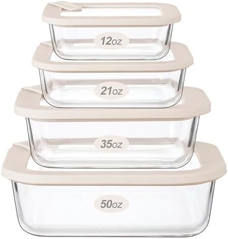 Urban Green Glass Food Storage Containers with Glass Lids, Microwave Safe Food Container Set, Aitight Meal Prep Container Set, LeakProof, 100% Plastic Free, 4 Pack