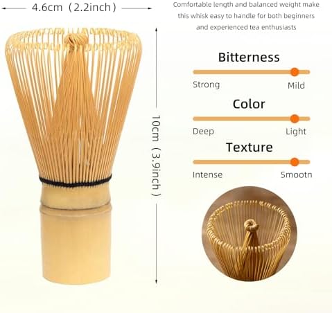 Matcha Whisk 100-Prong Bamboo Whisk for Matcha Powder Handcrafted Traditional Japanese Chasen Matcha Stirrer for Iced Matcha Summer Drinks Gift for Tea Lovers