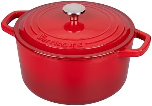 VORRINGARD Enameled Cast Iron Dutch Oven Pot with Lid, for Bread Baking, Round Bread Oven- include Sourdough Bread Baking Supplies Set, 6QT, Red