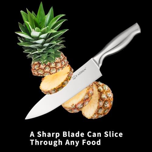 Kitchen Knife Set, 6-Piece German Steel Knife Set with Wood Magnetic Knife Holder Block Professional Chef's Knife with Sharp Blades and Hollow Handle