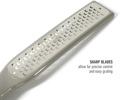 Calphalon Prime Stainless Steel Handheld Grater Lemon Zester W/Cover & Rubber Handle - Taupe