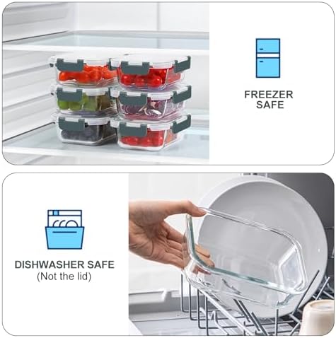 KOMUEE 10 Packs 22 oz Glass Meal Prep Containers, Gray