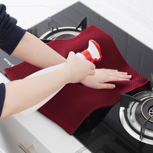 Homaxy 100% Cotton Waffle Weave Kitchen Dish Towels 6-Pack, Burgundy