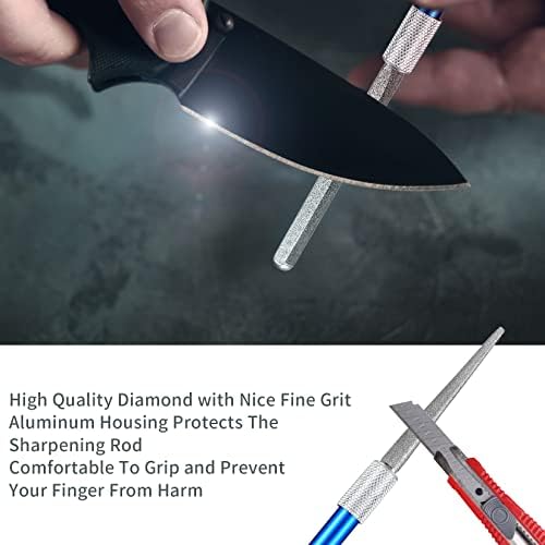 Serrated Knife Sharpener, Pocket Knife Sharpener with Retractable Diamond Sharpening Rod, Knife Sharpening Steel Rod Tool for Kitchen Outdoor Repairs Polishes Restores Serrated Stick Tools