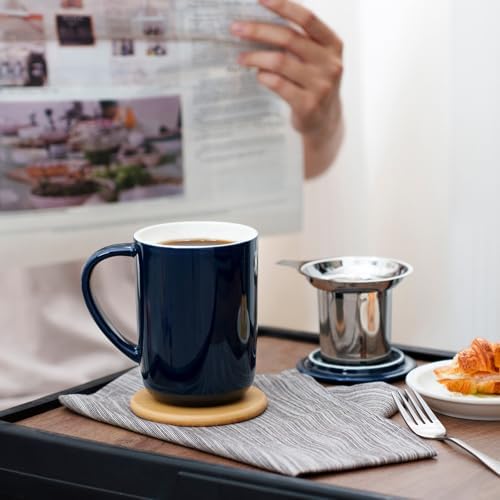 CEEFU 16oz Porcelain Tea Mug with Infuser, Lid and Coaster