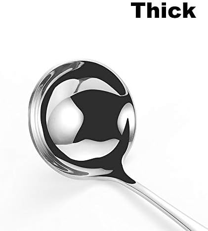 HOOYE 7.6'' Gravy Ladle Sauce Soup Spoon Heavy Duty 18/10 Stainless Steel for Small Dishes (2 pcs)