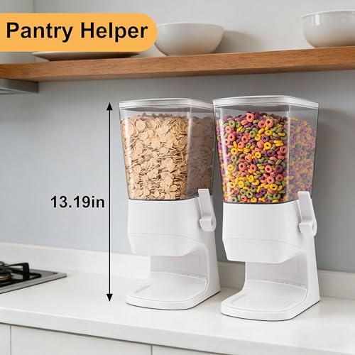 Cereal Dispenser Countertop, Cereal Containers Storage Snack Dispenser for Pantry, 3.2L Dry Food Dispenser for Grains, Nuts, Snack,Oatmeal, Pet food, White, 1Pc