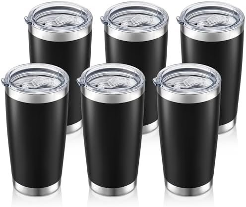 20oz Tumbler Bulk with Lid Stainless Steel Tumblers, 6 Pack