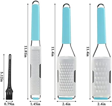 Cambom Cheese Grater Citrus Zester Lemon Zester Pack of 3-304 Stainless Steel - A Sharp Tool for Parmesan Cheese, Ginger, Garlic, Nutmeg, Chocolate, Vegetables，Fruits，Dishwasher Safe Blue