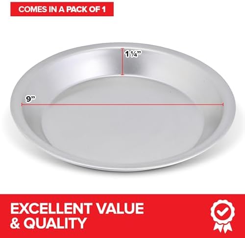 Stock Your Home 9 Inch Aluminum Pie Pans (2 Pack) - Silver Tin for Baking, 9" x 1 1/4" Oven Safe Dish for Crumbles or Cake