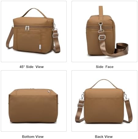 NOL Insulated Lunch Bags for Women Cooler Bag Lightweight Nylon Waterproof Lunch Box for Work Brown Small 4L