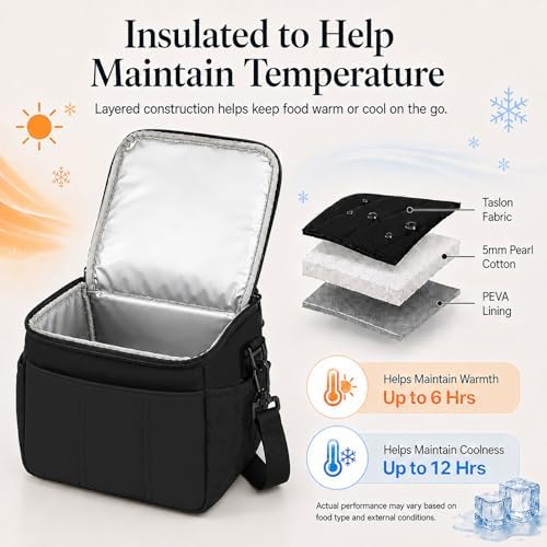 Lunch Bag for Women Small Insulated Lunch Box Quilted Puffer Lunch Tote