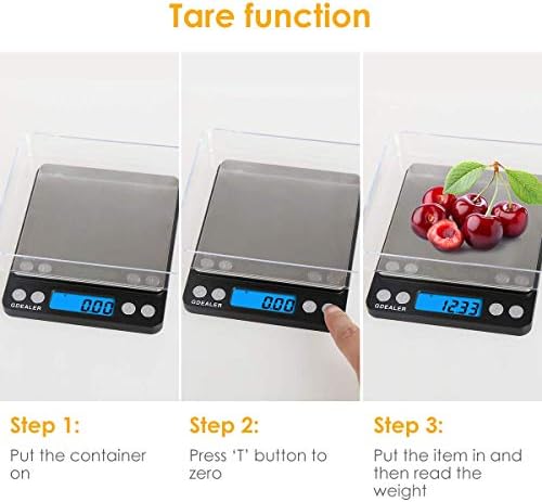 GDEALER Digital Pocket Kitchen Scale 0.001oz/0.01g 500g Kitchen Food Scale Jewelry Weight Compact Scale, Tare, Stainless Steel, Backlit Display, Black