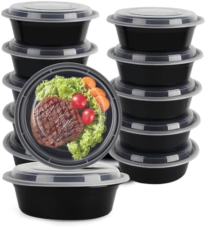 WGCC Meal Prep Containers with Lids - 10Pack 32oz Meal Prep Bowls, Disposable Food Prep Containers, Round To Go Containers with Lids, BPA-Free, Freezer & Dishwasher Safe