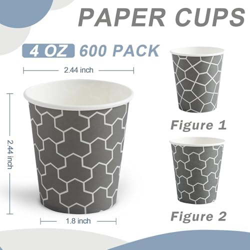 600 Pack 4 oz Paper Cups, Leak-Free Disposable Espresso Cups