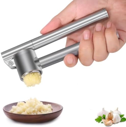 Heavy Duty Garlic Press, Stainless Steel Dishwasher Safe Garlic Crusher & Mincer, Rust Proof & Ergonomic Grip Handle, Easy Squeeze Garlic Twister Mincer Kitchen Gadgets for Garlic, Ginger, Spices