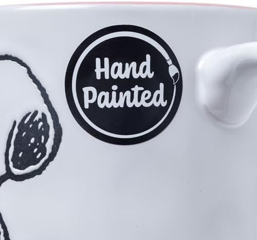 Silver Buffalo Peanuts Snoopy Beach, Wax Resist Ceramic Pottery Mug, 17oz
