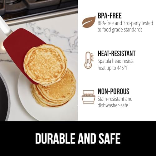 GORILLA GRIP Patented Nonstick Spatula for Frying Pan, 11.6 inch, Red