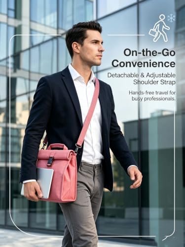 ZM-YOUTOO Insulated Foldable Lunch Bag- Lightweight Portable with Adjustable Shoulder Strap Lunch Box for Men, Women, Office, Work, Picnic, Hiking and Beach (Pink(Hard Fabric))