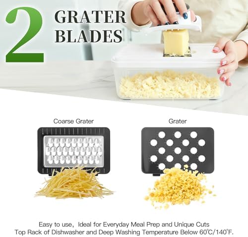 Mandolin Slicer for Kitchen, Hand Safe Vegetable Shredder with 7 Blades
