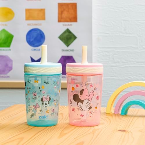 Zak Designs Disney Minnie Mouse Kelso Toddler Cups For Travel or At Home, 15oz 2-Pack Durable Plastic Sippy Cups With Leak-Proof Design is Perfect For Kids (Minnie Mouse)