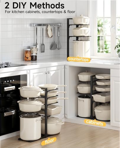 MUDEELA 8-Tier Pots and Pans Organizer under Cabinet, 20.8" H Heavy Duty