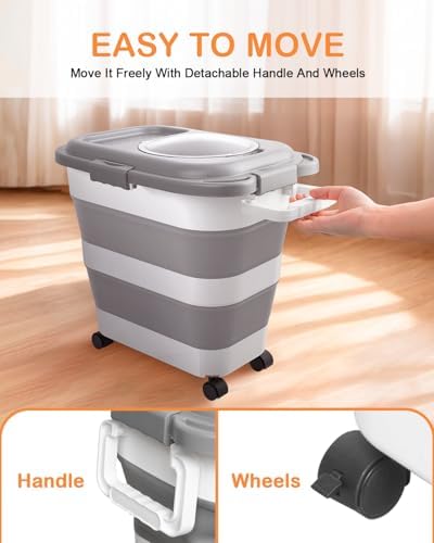 25-28Lbs Dog Food Storage Container Airtight,Collapsible Pet Food Storage